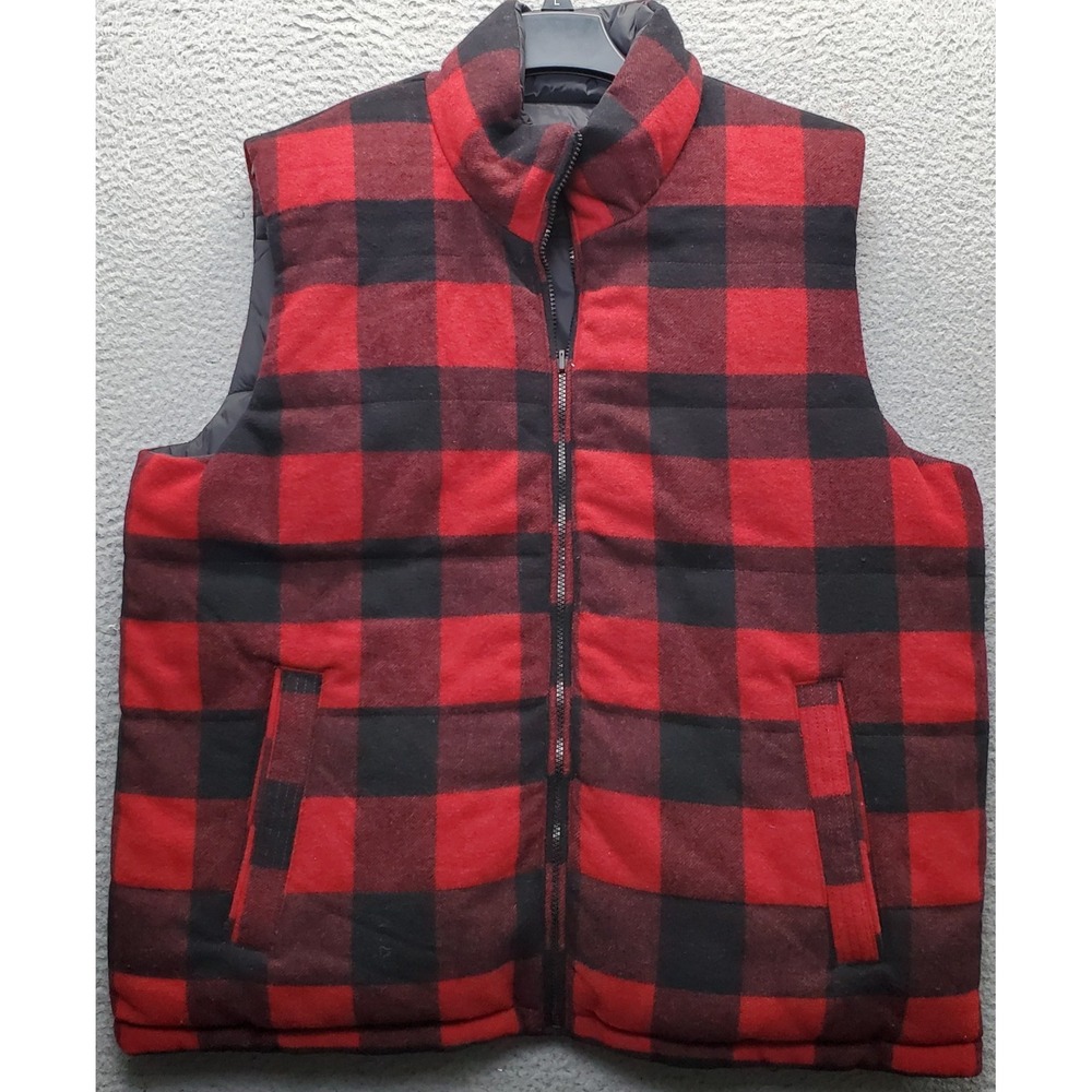 G.H. Bass & Co. Reversible Puffer Vest Mens XL Multi Buffalo Plaid Insulated